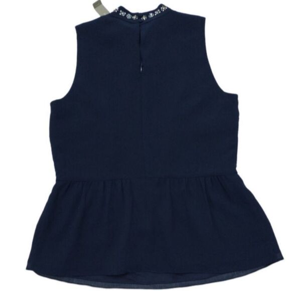 NWT J.Crew Jewel Neckline Peplum Sleeveless Navy Top, size XS - Picture 6 of 12